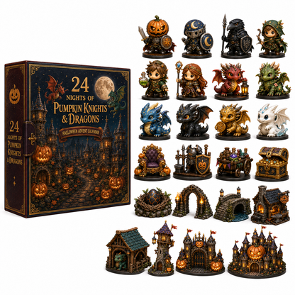 🎃 24-Day Halloween Advent Calendar – 24 Nights of Pumpkin Knights, Cute Dragons & Magical Kingdom Surprises