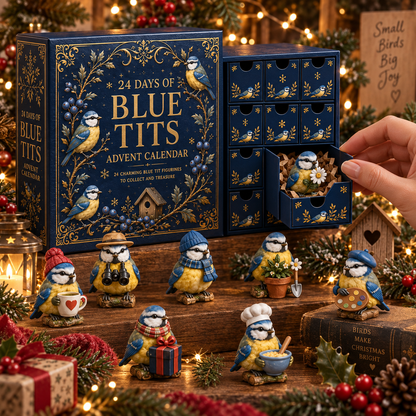 2026 Blue Tit Christmas 24-Day Countdown Calendar – 24 Unique Winter Bird Miniatures, Charming Garden Bird Collector’s Christmas Gift