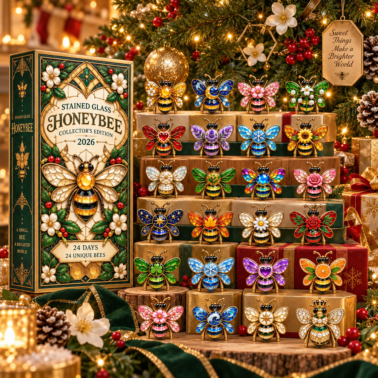 24 Days of Brilliant Wings — Stained Glass Honeybee Collector’s Advent Calendar 2026