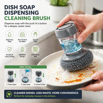 Plastic Auto-Dispense Dish Brush - Multifunctional Pot Scrubber🧼 - image 3
