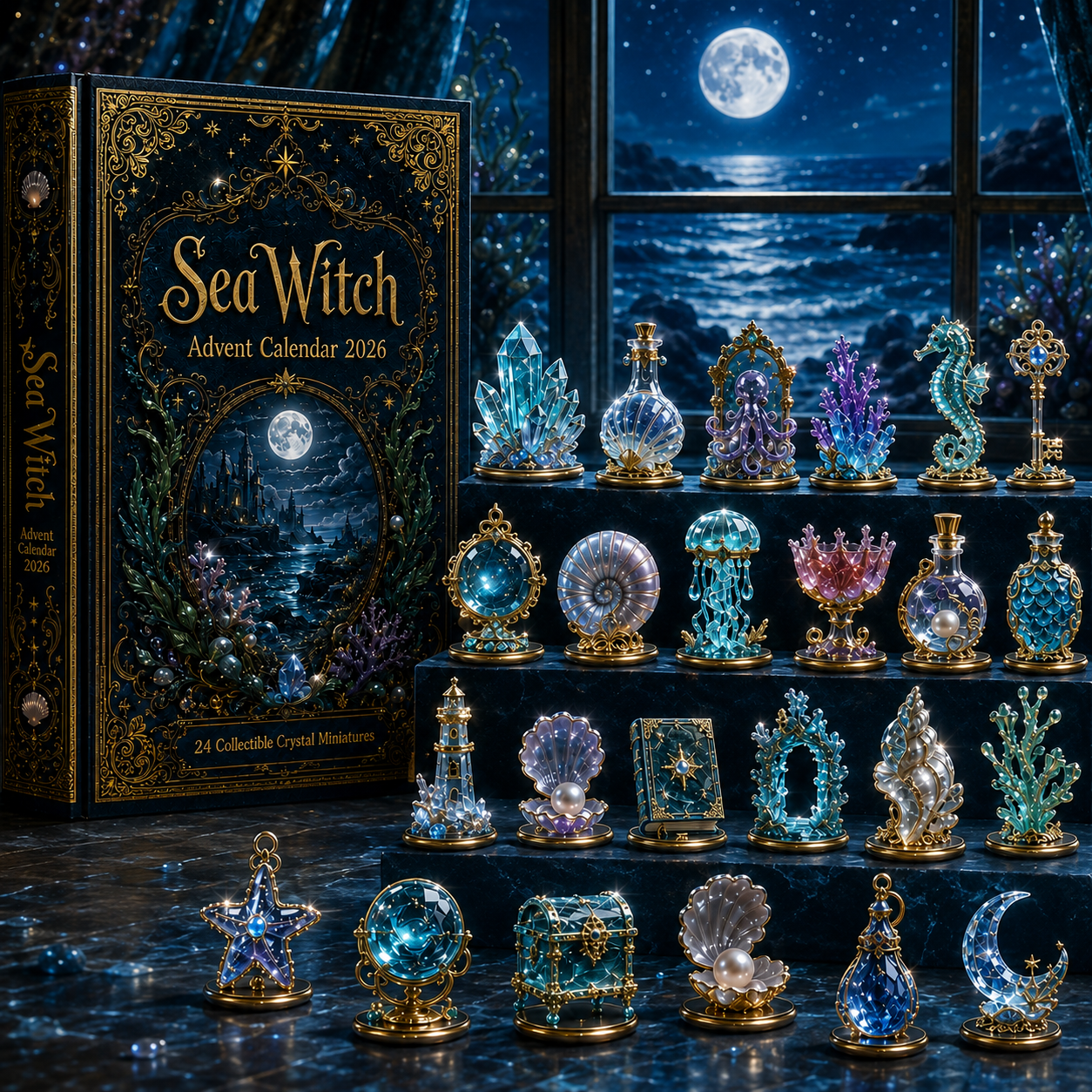Sea Witch Advent Calendar 2026 – 24-Day Enchanted Ocean Crystal Miniature Countdown Calendar | Mystical Sea Collectible Gift Set