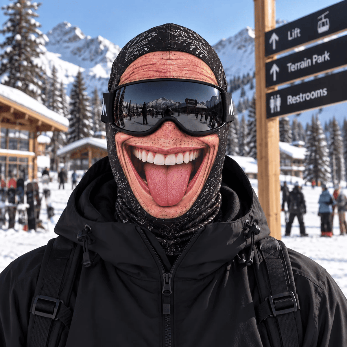 Realistic Face Balaclava – Funny Ski & Snowboard Mask for Cold Weather Adventures, Unisex Adult One Size (21-24") ⛷️