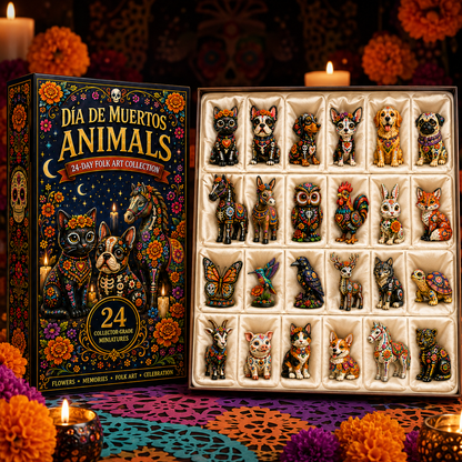 Día de Muertos Animals Advent Calendar 2026 – 24-Day Folk Art Animal Figurine Collection | 24 Unique Collector-Grade Miniatures