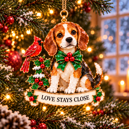 2026 Beagle Christmas Ornament Gift Set – 6 Festive Designs with Stained Glass Style & Heartwarming Wishes