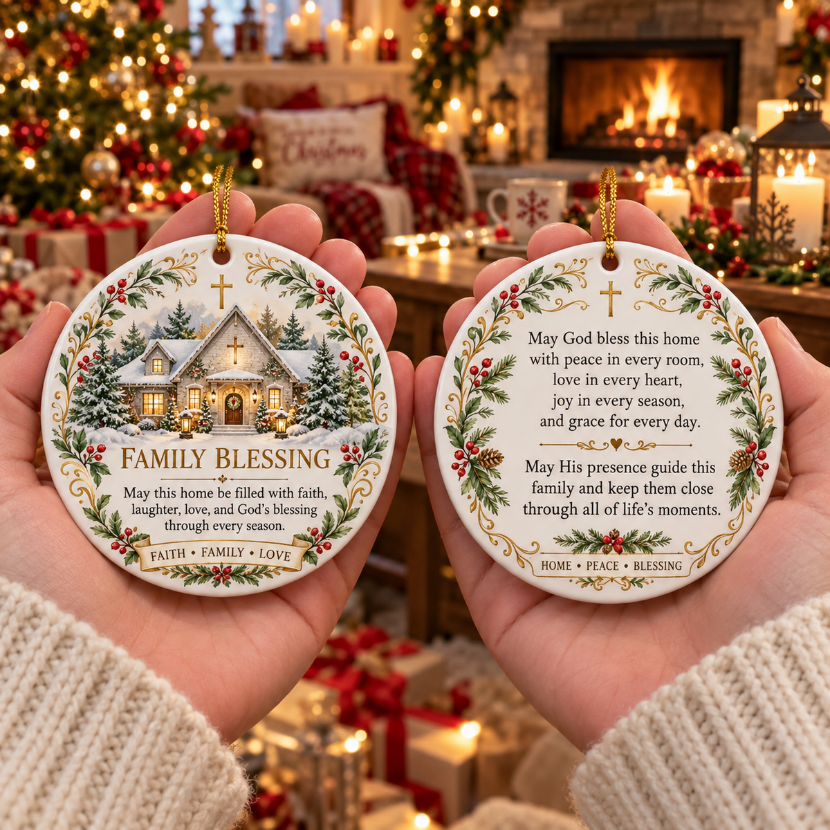 ⏳ Last Day 50% OFF —✝️ Faith & Blessing Double-Sided Ceramic Ornament - image 7