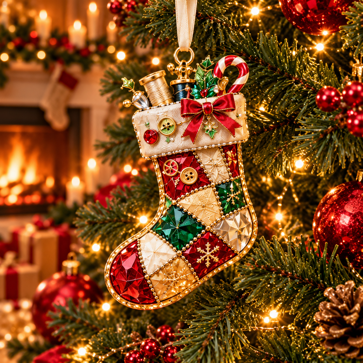 Vintage Sewing Christmas Ornaments – 6-Piece Elegant Holiday Keepsake Collection | Perfect Christmas Gifts for Sewing Lovers & Quilters 🎄🧵