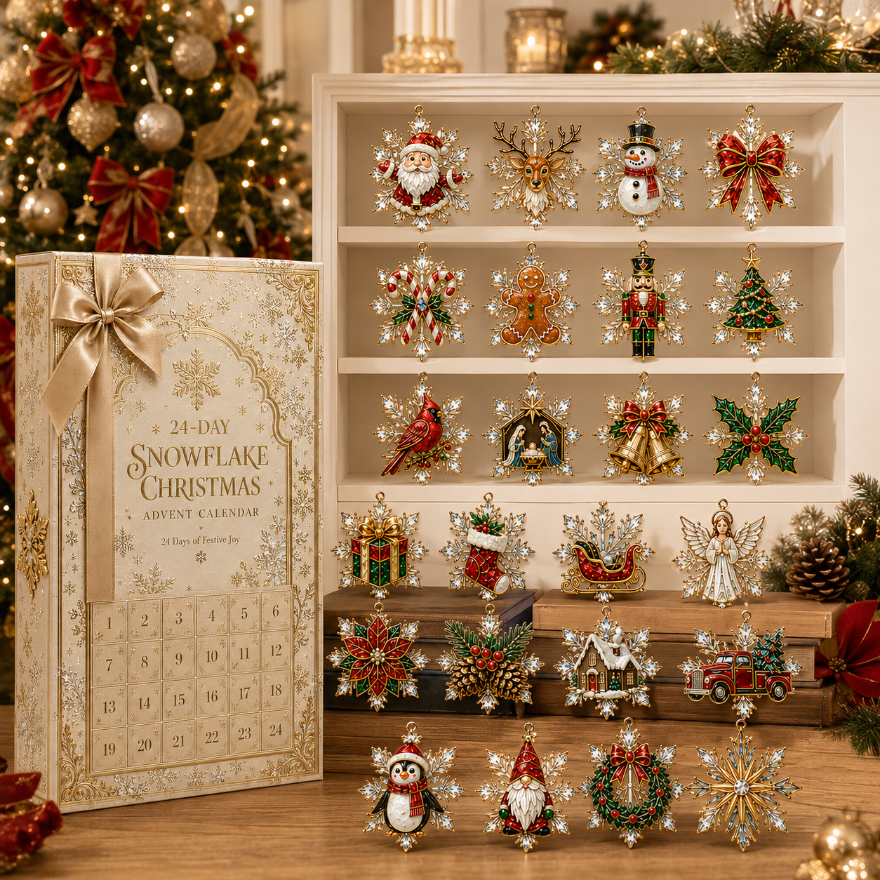 ✨24-Day Christmas Countdown Advent Calendar –Christmas Snowflake Ornament