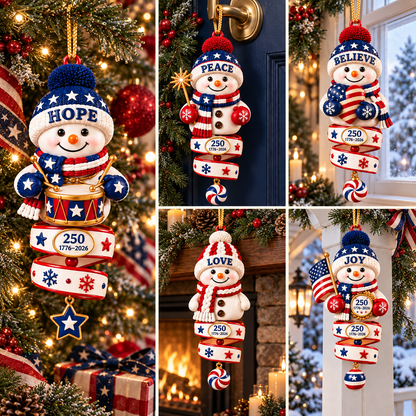 2026 Patriotic Snowman Christmas Ornaments –  250th Anniversary Keepsake Collection, 1776–2026