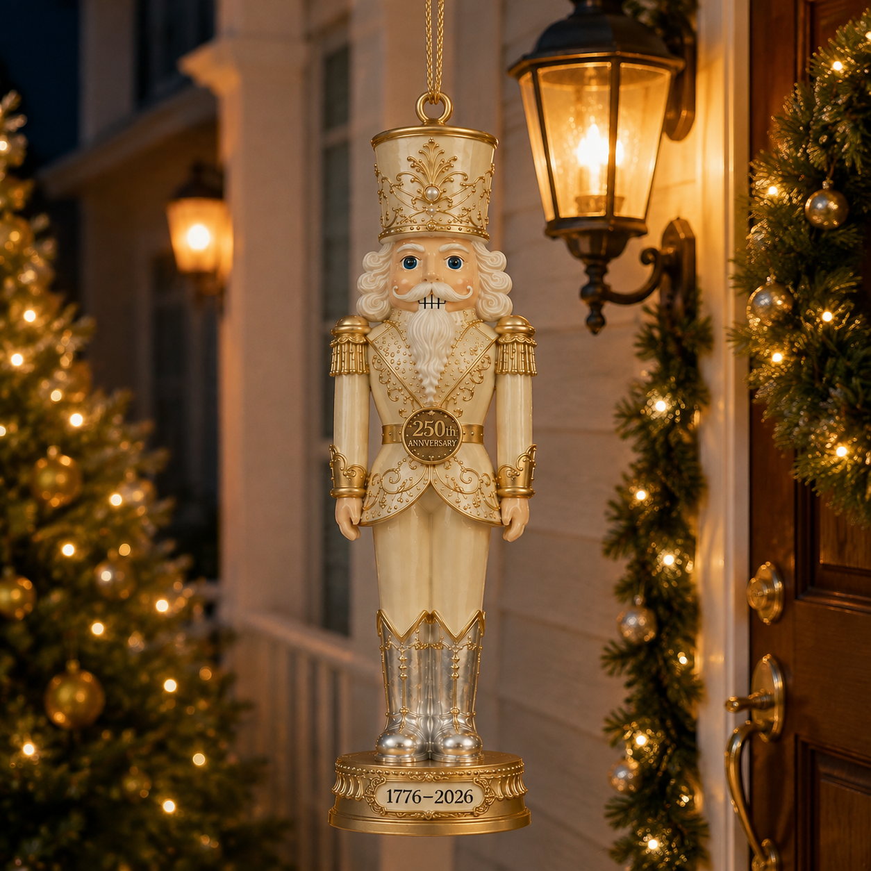 🔥Last 60 pcs✨⏰ Limited anniversary edition✨2026 America 250th Anniversary Ivory & Gold Nutcracker Ornament