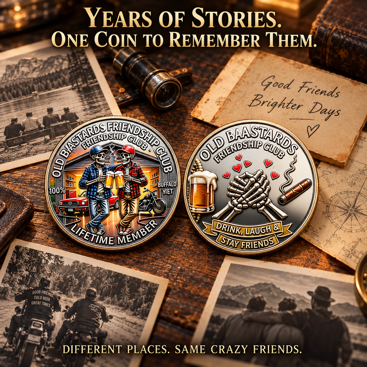 Old Bastards Friendship Club 2026 – Double-Sided Friendship Commemorative Coin, Funny Lifetime Keepsake Gift for Best Friends & Old Buddies