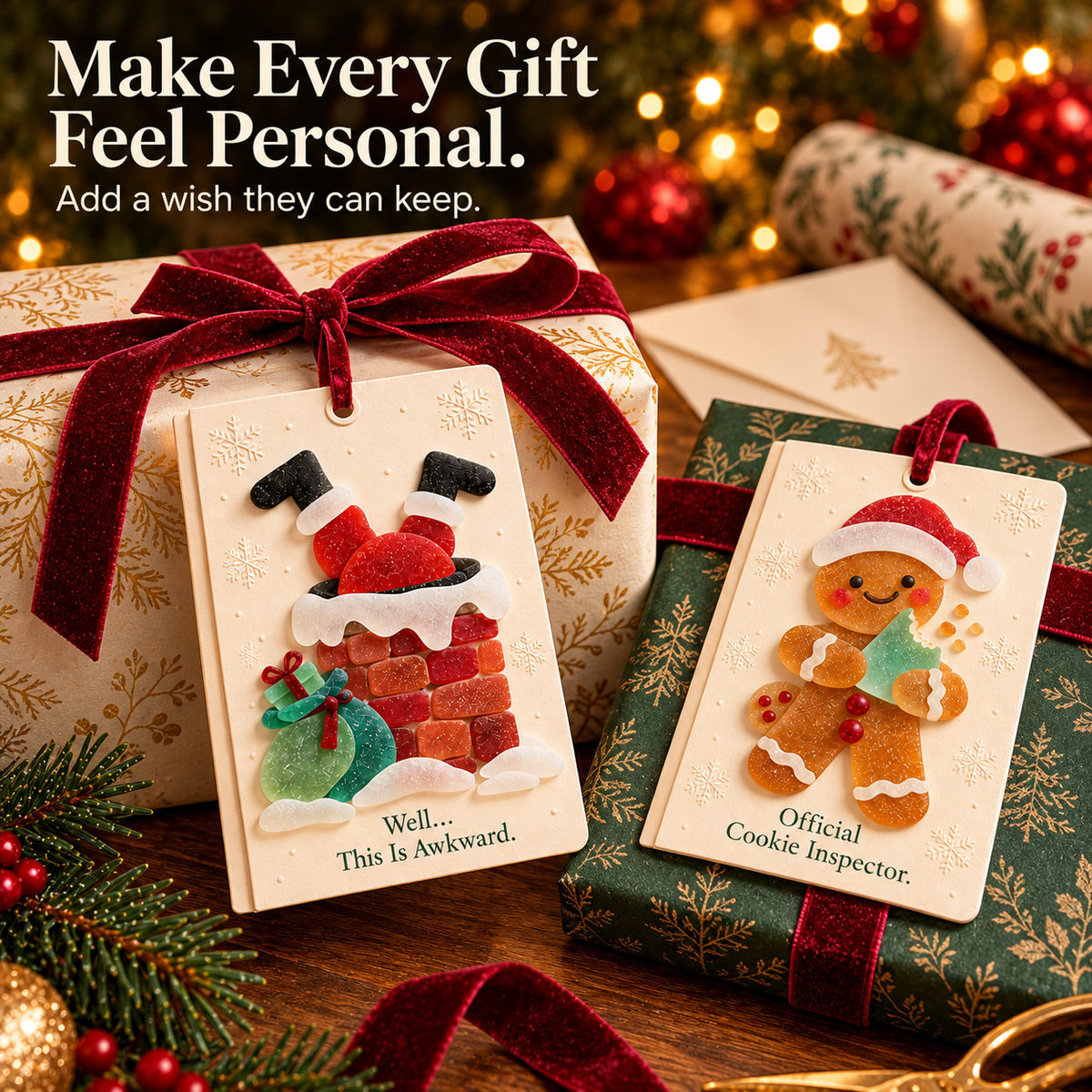 🎄 Sea glass style -Christmas Wishes – 2-in-1 Greeting Cards & Keepsake Ornaments | 6 Festive Designs