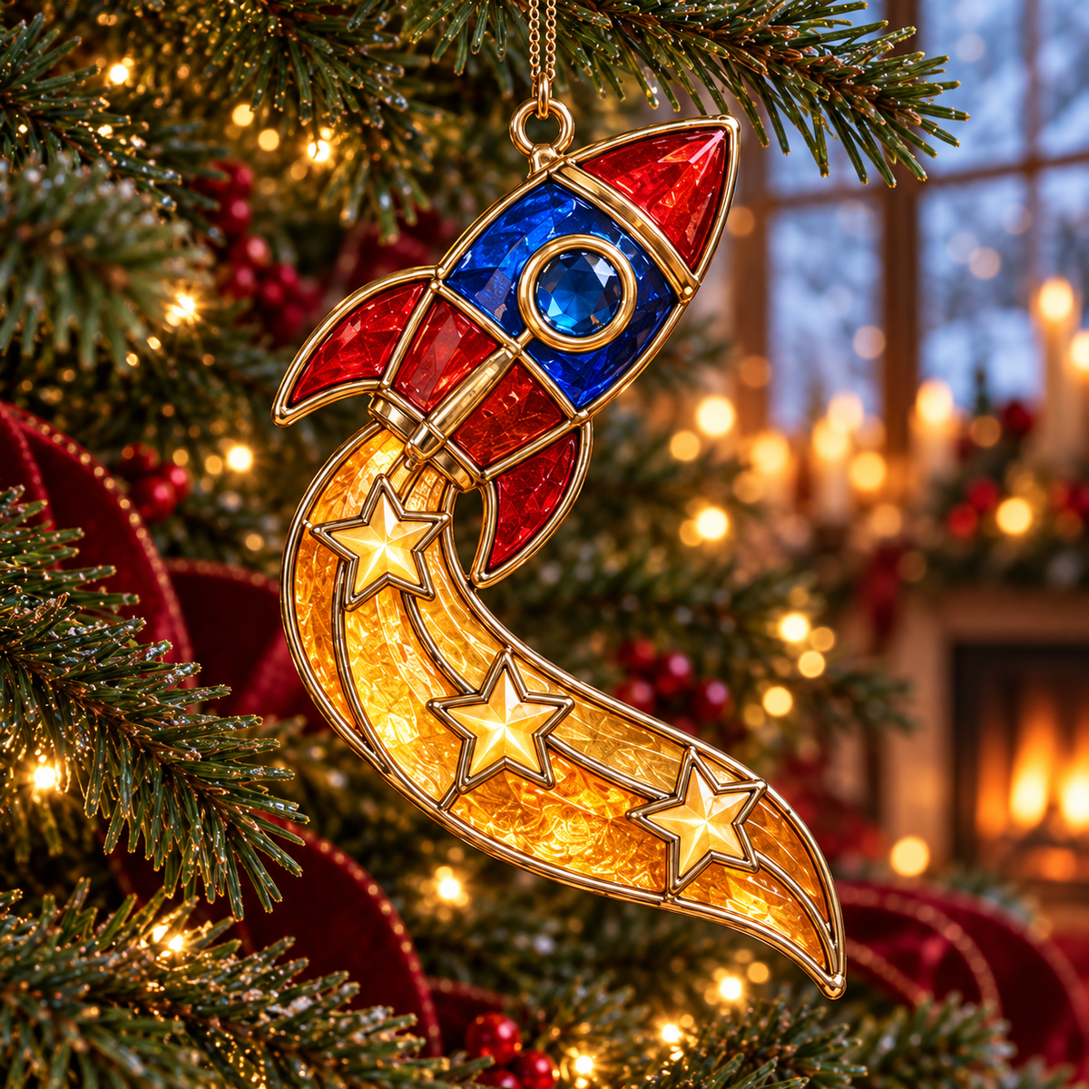 ✨ 2026 Magical Stained Glass Christmas Ornaments – Set of 6 |  Crystal Castle, Candy, Rocket, Rainbow Star & Heart Hanging Decorations | Colorful Christmas Tree Ornaments & Holiday Gifts