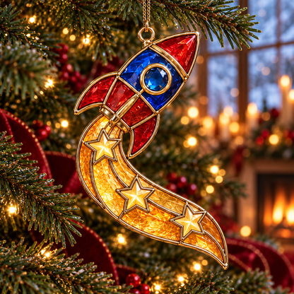 ✨ 2026 Magical Stained Glass Christmas Ornaments – Set of 6 |  Crystal Castle, Candy, Rocket, Rainbow Star & Heart Hanging Decorations | Colorful Christmas Tree Ornaments & Holiday Gifts