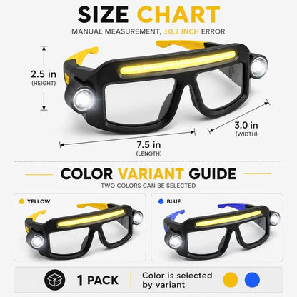 Rechargeable LED Headlamp Glasses - Hand-Wave Sense, Type-C USB Charging 🔦