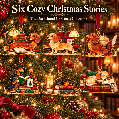 Dachshund Christmas Ornaments – Cozy Library Holiday Collection