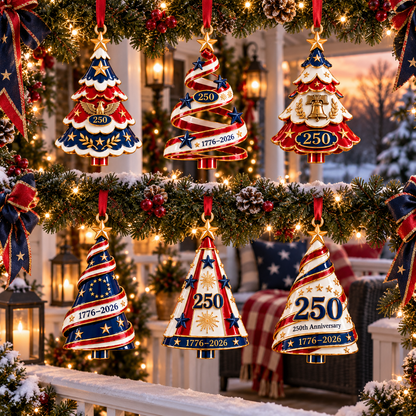 2026 Patriotic Christmas Tree Ornaments –  250th Anniversary Keepsake Collection, 1776–2026