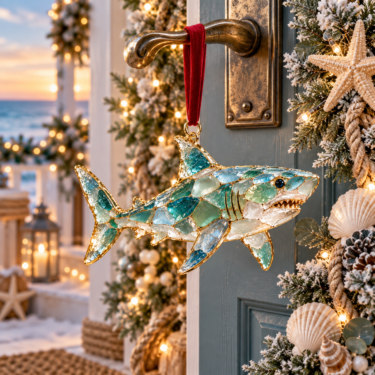 2026 Ocean Christmas Series Sea Glass Ornament Collection – Seahorse, Octopus, Jellyfish, Shark, Sea Turtle & Whale Coastal Holiday Keepsakes