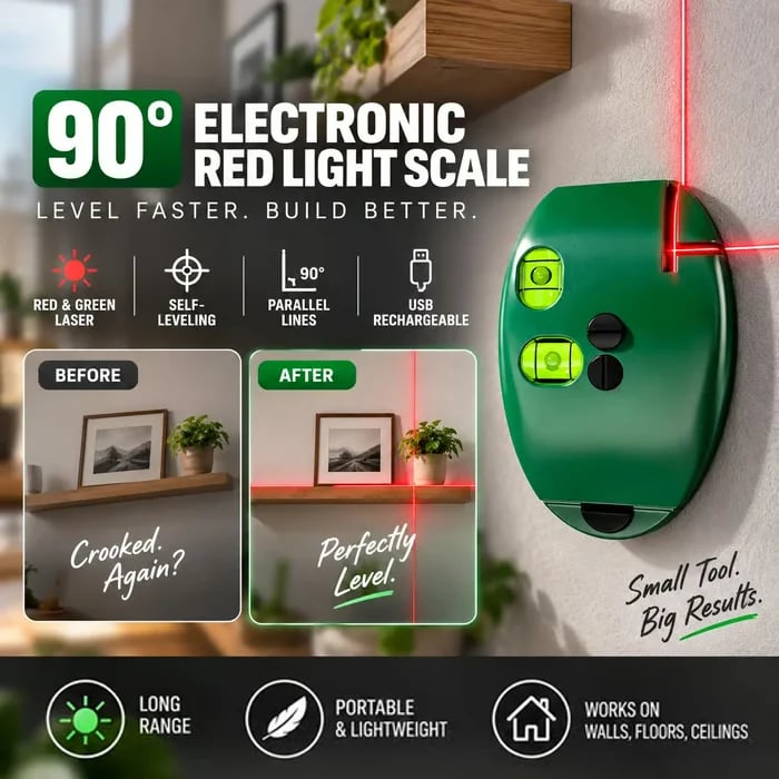 🔧90° Right‑Angle Laser Level Square | Infrared Line Marker for Tiling & DIY Projects