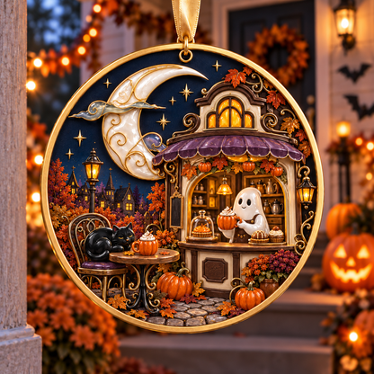 2026 Moonlit Halloween Village Hanging Ornaments – 9 Enchanting Designs with Witches, Ghosts & Pumpkin Magic
