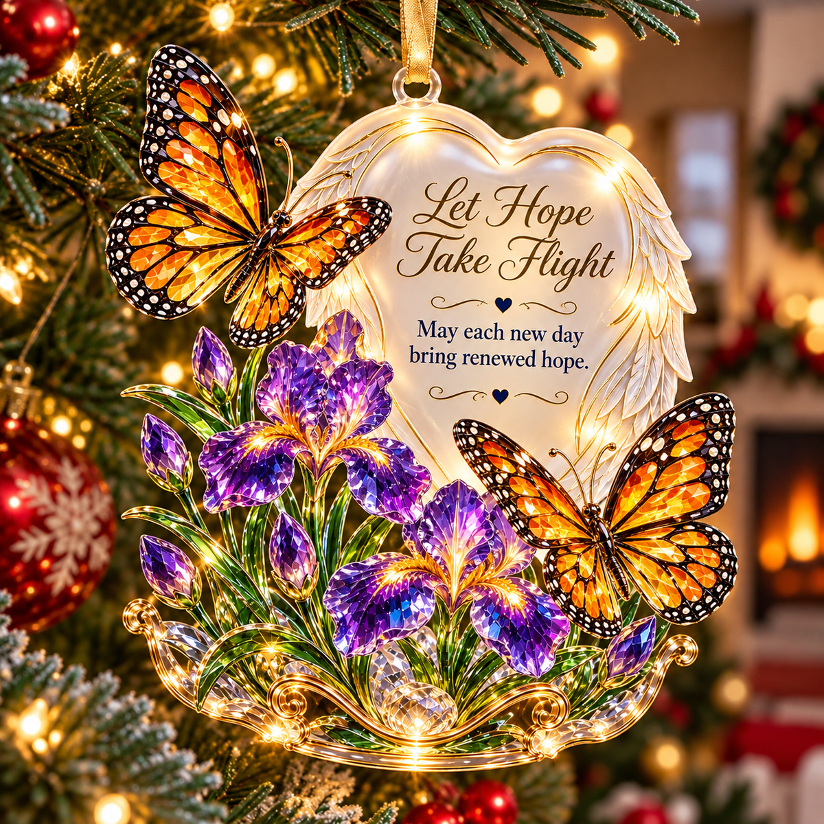 🪽 2026 Angel Wings Heart Christmas Ornaments – Set of 6 Inspirational Holiday Keepsakes