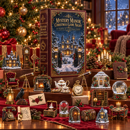 Mystery Manor Christmas Game Night 2026 – 24 Nights of Christmas Clues Countdown Calendar with 24 Unique Collectible Miniatures, Vintage Manor Mystery Gift for Puzzle & Game Lovers