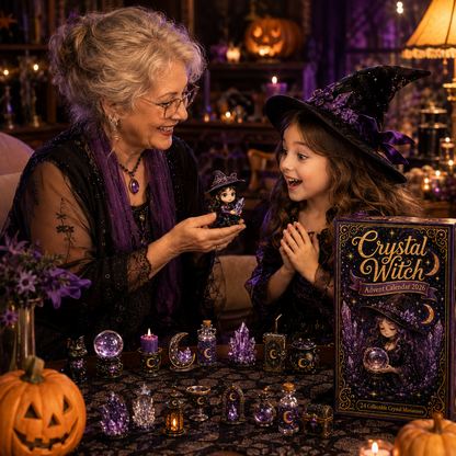 Crystal Witch Advent Calendar 2026 – 24 Days of Magical Crystal Miniatures, Mystical Witchy Collectibles & Enchanting Gifts for Fantasy Lovers, Acrylic Charms Blind Box