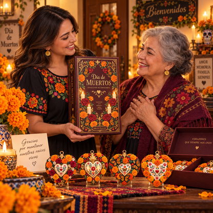 Día de Muertos Marigold Heart Ornament  – Floral Hanging Keepsake Collection, Meaningful Day of the Dead Gift for Family & Loved Ones