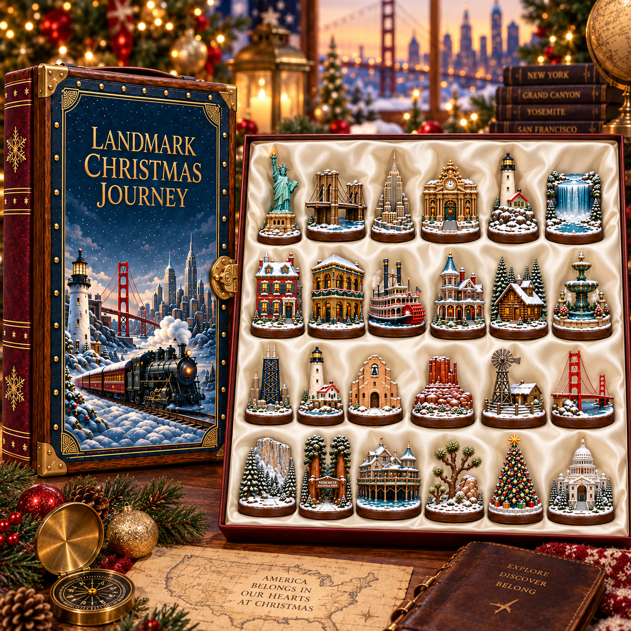 2026 Landmark Christmas Journey 24-Day Countdown Calendar – 24 Unique Iconic Landmark Miniatures, Winter Travel Advent Collection & Christmas Gift for Travelers