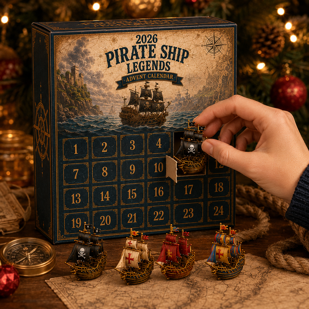 ⚓Pirate Ship Legends Advent Calendar 2026 – 24 Days of High Seas Adventure, Collector-Grade Miniature Ships, Acrylic Charms Blind Box