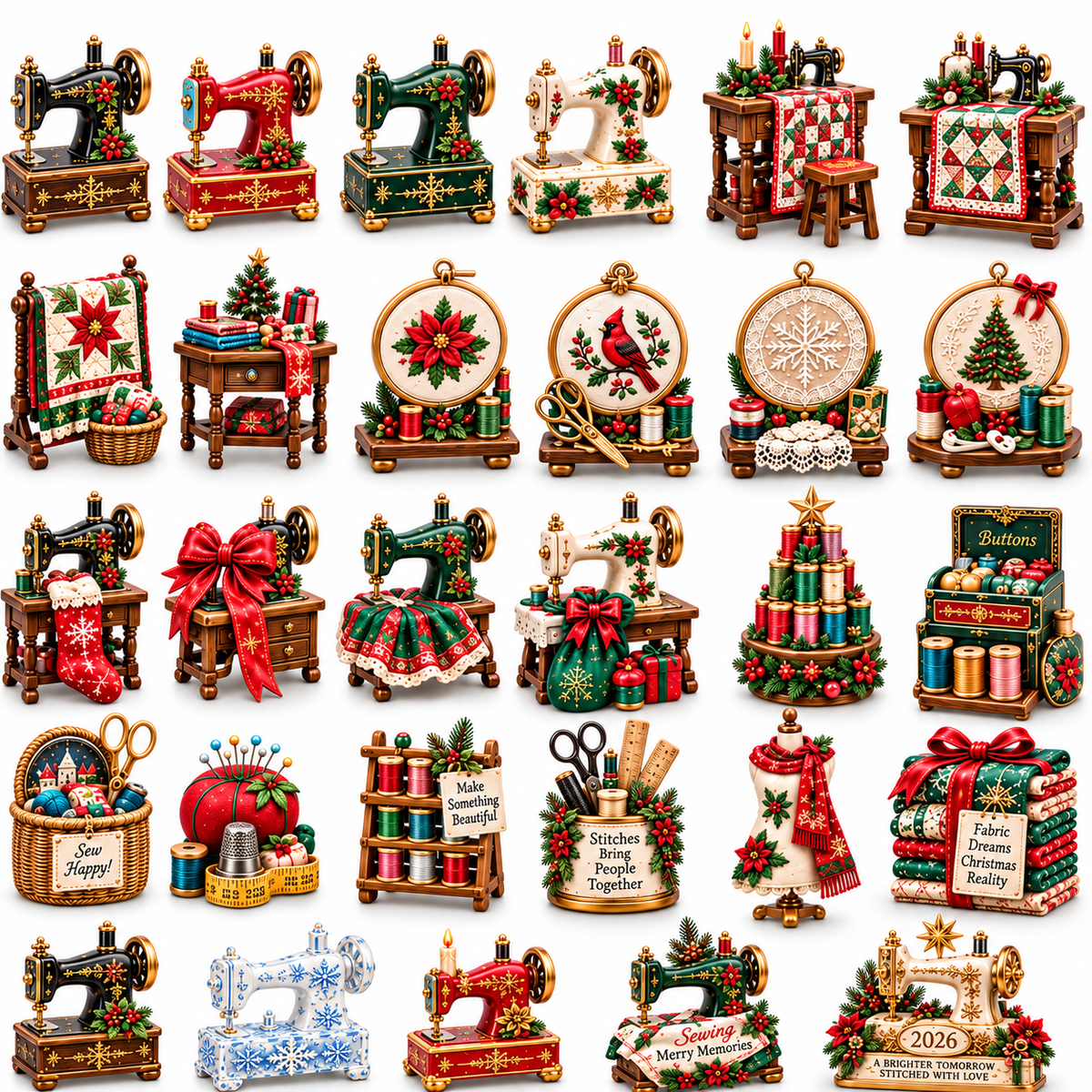 Sewing Christmas Atelier 2026 – 24-Day Countdown Collection with 24 Unique Sewing & Quilting Miniatures, Handmade Holiday Collectible Gift for Sewing Lovers