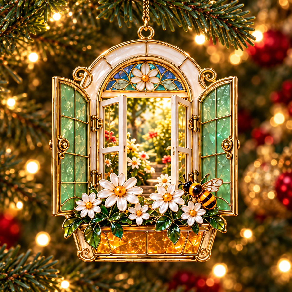 ✨ 2026 Enchanted Stained Glass Fairy Doors & Windows Christmas Ornaments – Set of 6