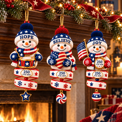 2026 Patriotic Snowman Christmas Ornaments –  250th Anniversary Keepsake Collection, 1776–2026