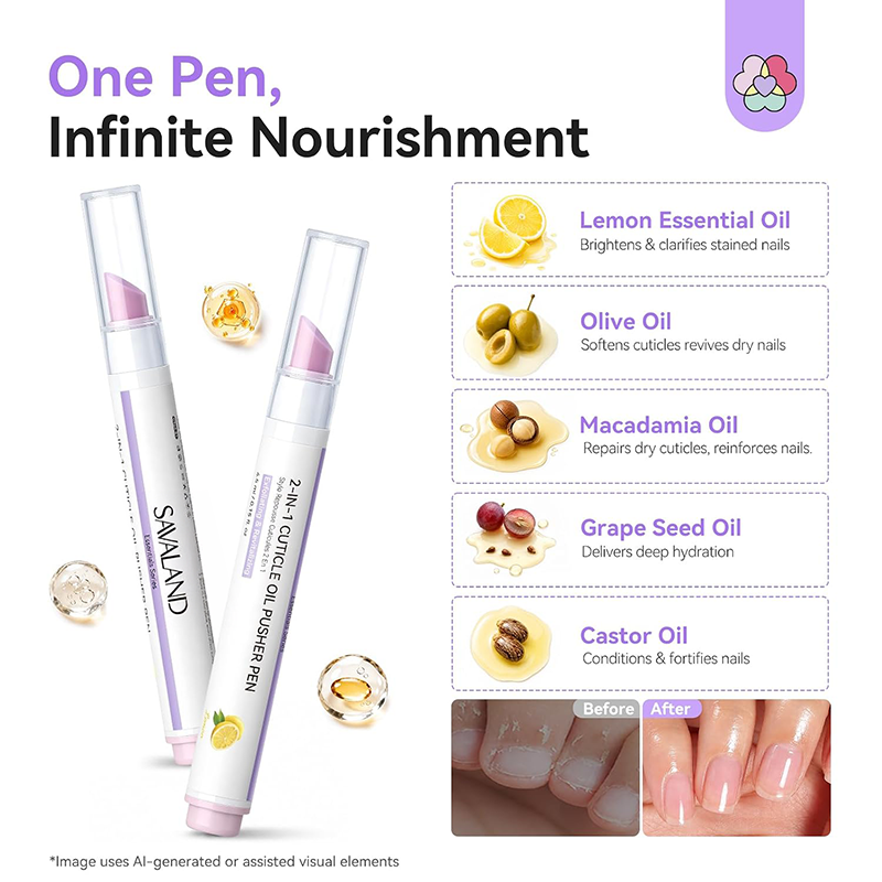 2PCS 2‑In‑1 Cuticle Remover Pen, Ceramic 45° Tip With Lemon Oil 💅 - image 4