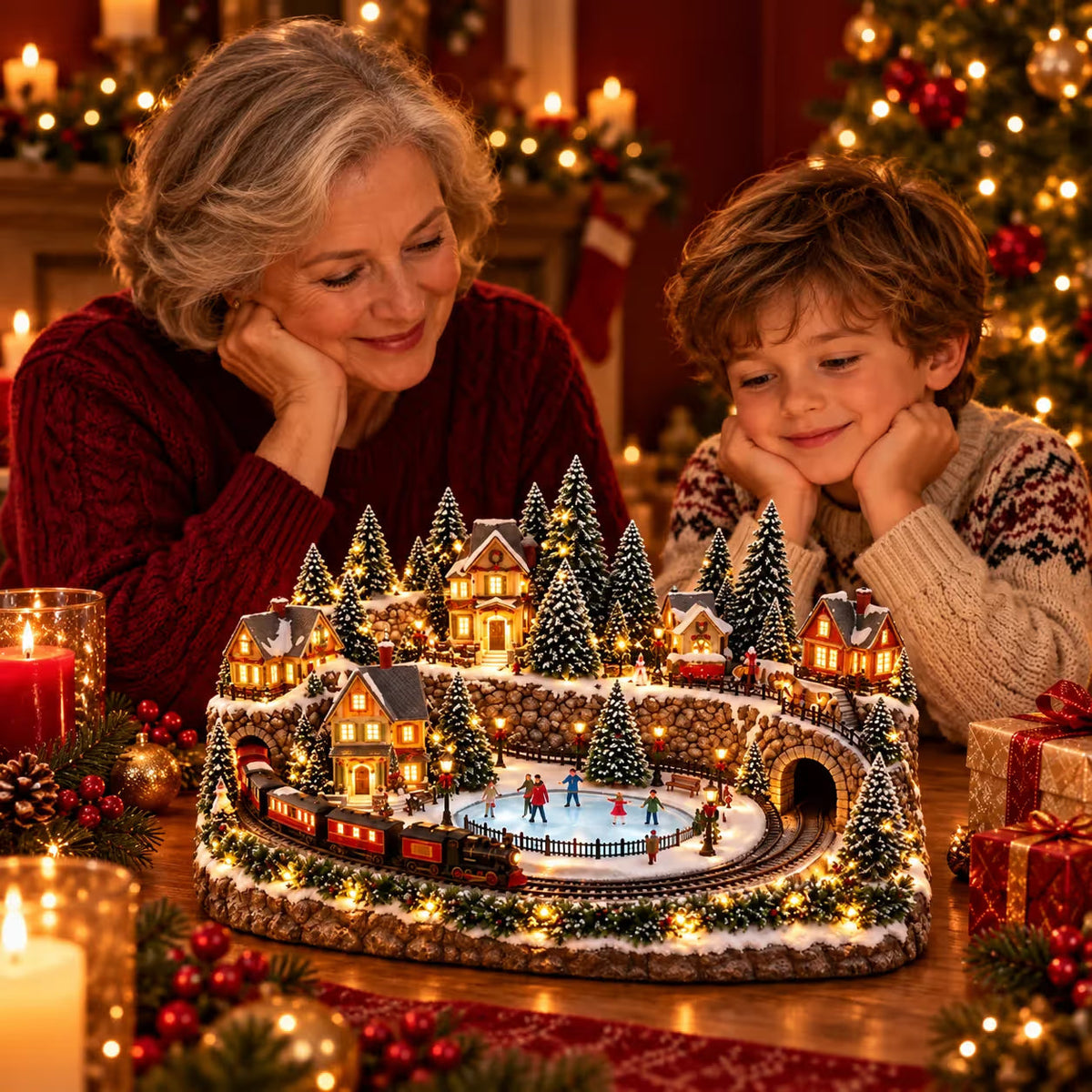 🔥 LAST DAY 49% OFF 🔥 Animated Holiday Train & Ice Rink Scene ✨