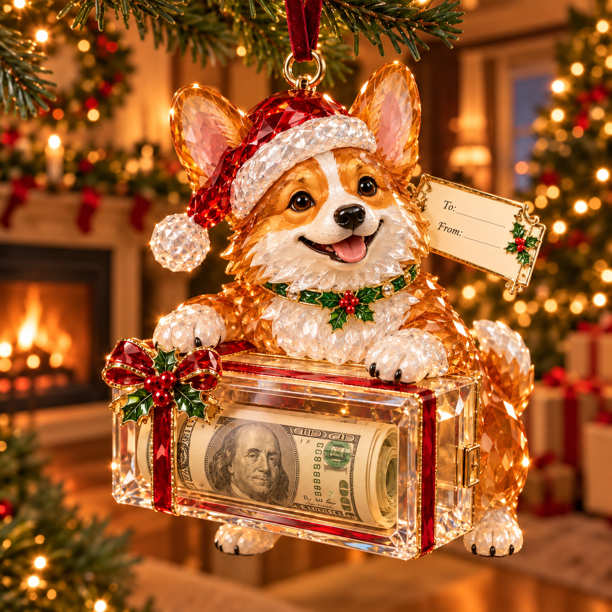 2026 Crystal-Style Christmas Money Holder Ornaments – 20 Festive Designs with Gift Tags