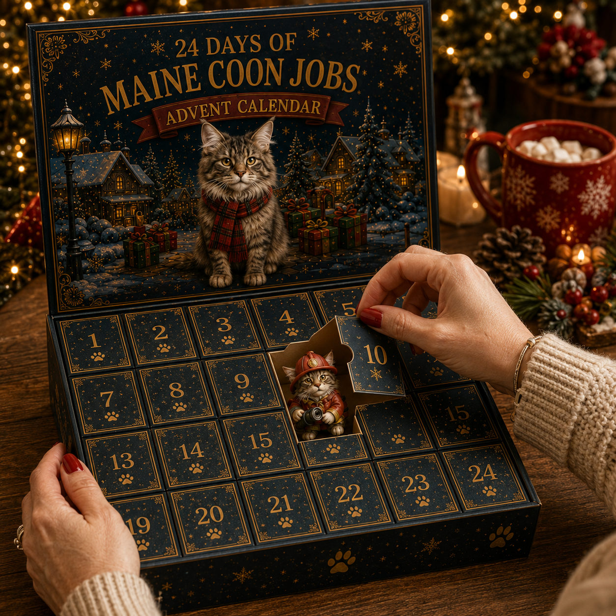 Maine Coon Jobs Advent Calendar 2026 – 24 Days of Unique Collectible Cat Miniatures, Christmas Countdown Gift for Maine Coon & Cat Lovers