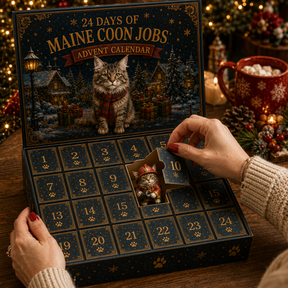 Maine Coon Jobs Advent Calendar 2026 – 24 Days of Unique Collectible Cat Miniatures, Christmas Countdown Gift for Maine Coon & Cat Lovers