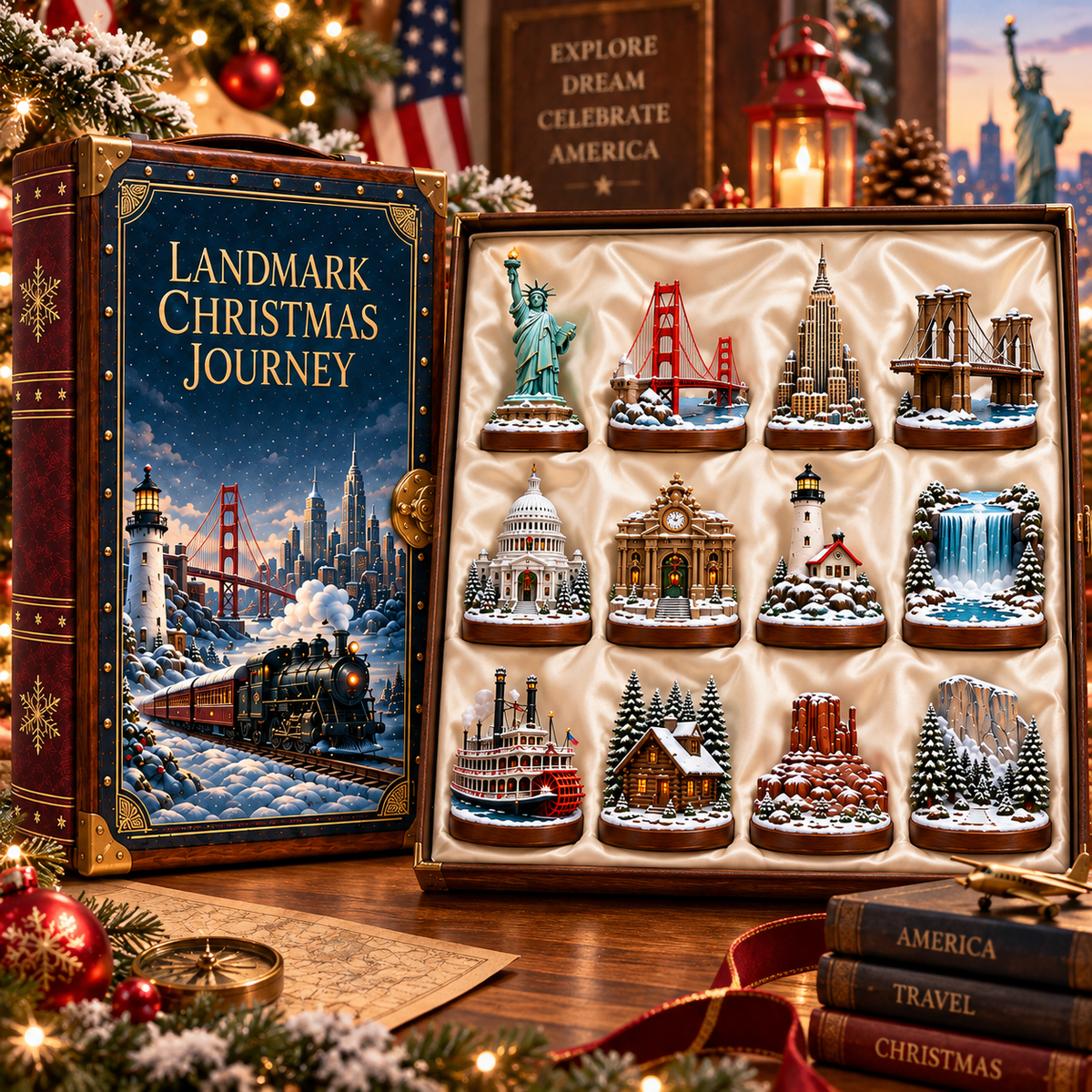 2026 Landmark Christmas Journey 24-Day Countdown Calendar – 24 Unique Iconic Landmark Miniatures, Winter Travel Advent Collection & Christmas Gift for Travelers