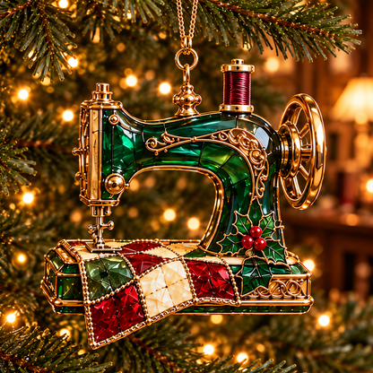 ✨ 2026 Vintage Stained Glass Sewing Christmas Ornaments – Set of 6