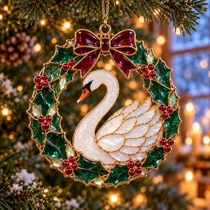 🎄 2026 Christmas Swan Ornaments – Set of 6 Elegant Holiday Keepsakes
