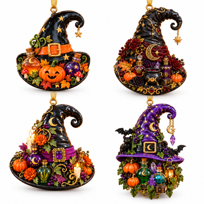 Halloween Witch Hat Ornament – Enchanted Potion Garden Hanging Collection, Spooky Halloween Gift for Witch Lovers & Family