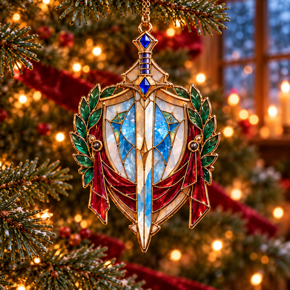 Enchanted Realms – 6-Piece Vintage Stained Glass-Style Fantasy Christmas Ornament Set