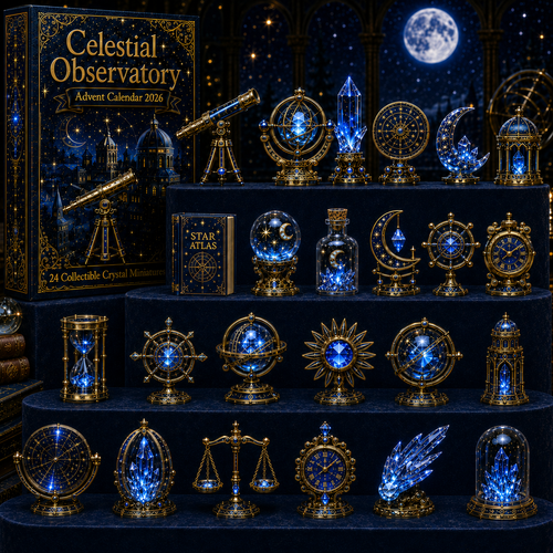 Celestial Observatory Advent Calendar 2026 – 24-Day Crystal Astronomy Miniature Collection | Moon, Stars & Cosmic Treasures