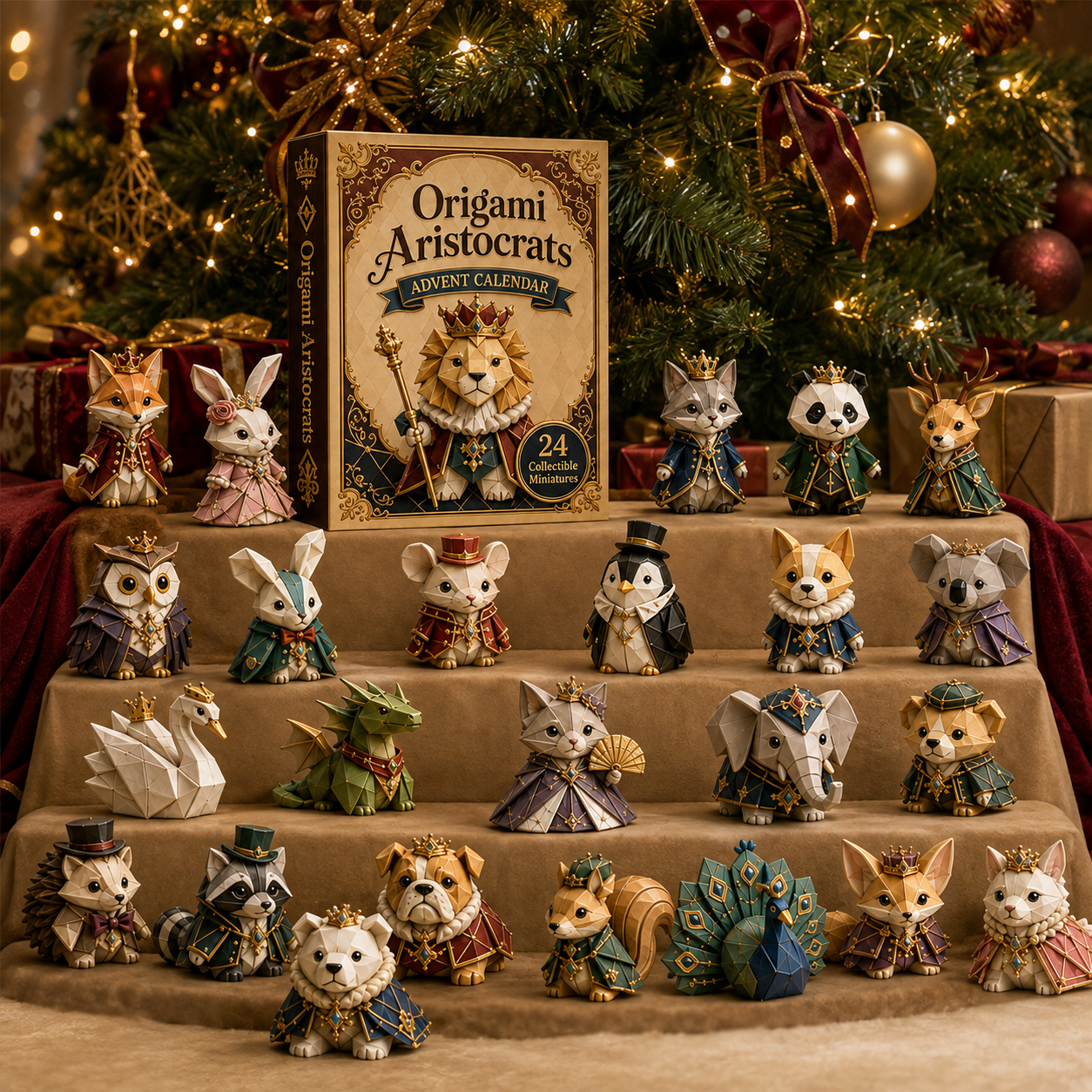 Origami Aristocrats 24-Day Advent Calendar – 24 Collectible  Royal Animal Figurines, Luxury Christmas Countdown Gift Set for Animal Lovers & Collectors