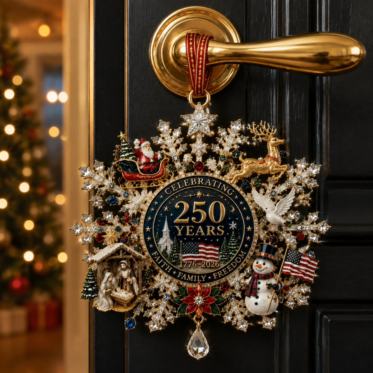 ✨Patriotic Limited Edition – Sparkling Christmas Commemorative Snowflake Ornament