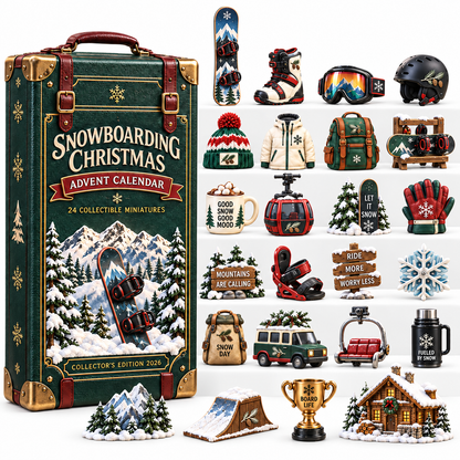 2026 Snowboarding Christmas Advent Calendar – 24 Unique Collectible Miniatures for Snowboard Lovers & Mountain Adventures