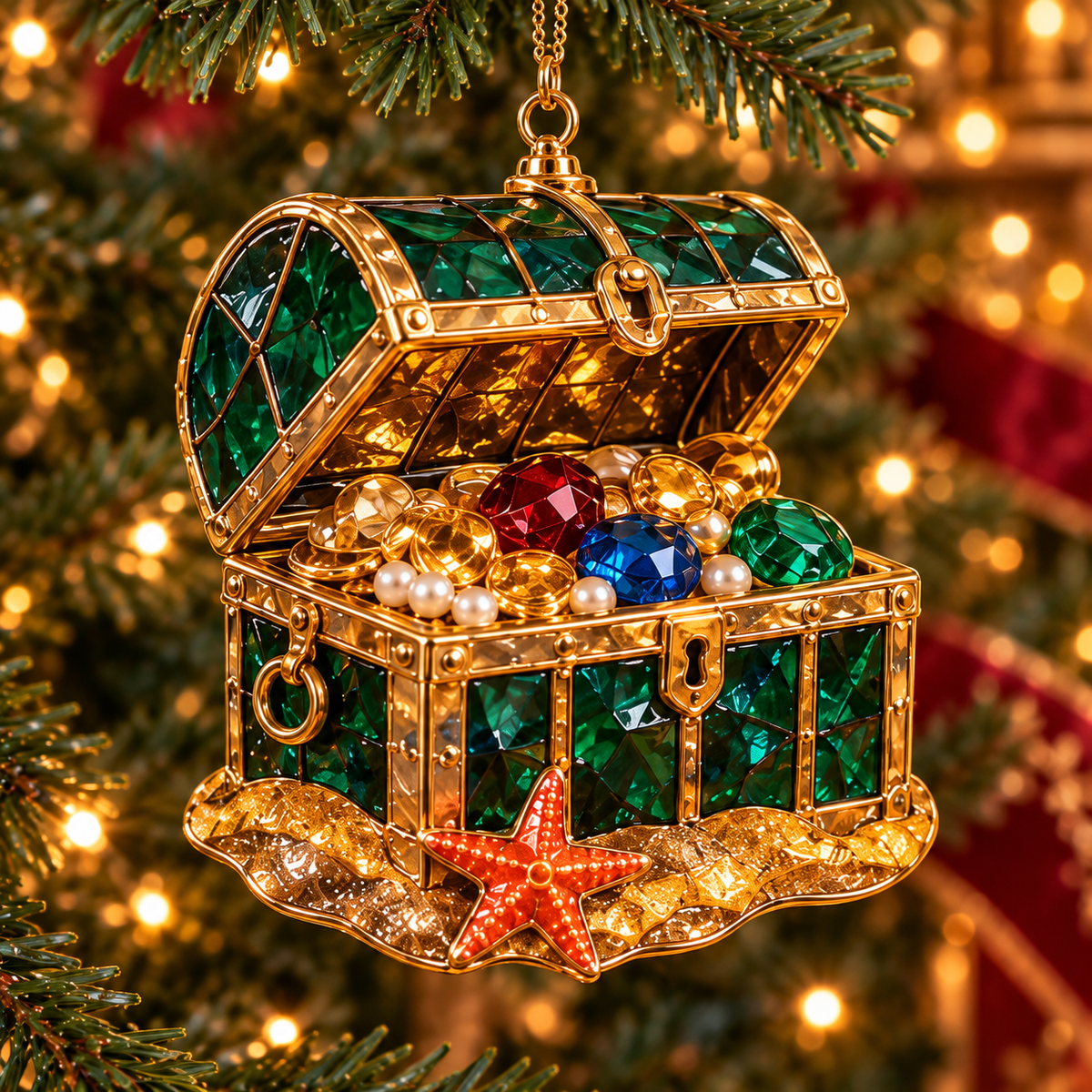 Pirate Adventures – Vintage Stained Glass-Style Christmas Ornaments, Set of 6