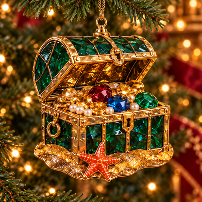Pirate Adventures – Vintage Stained Glass-Style Christmas Ornaments, Set of 6