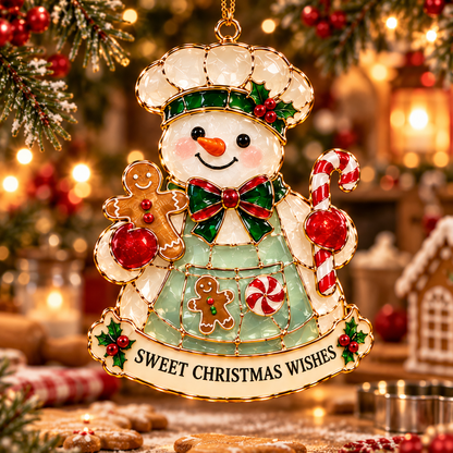 Christmas Snowman Ornament Collection – 6 Charming Stained Glass–Style Designs with Heartwarming Wishes