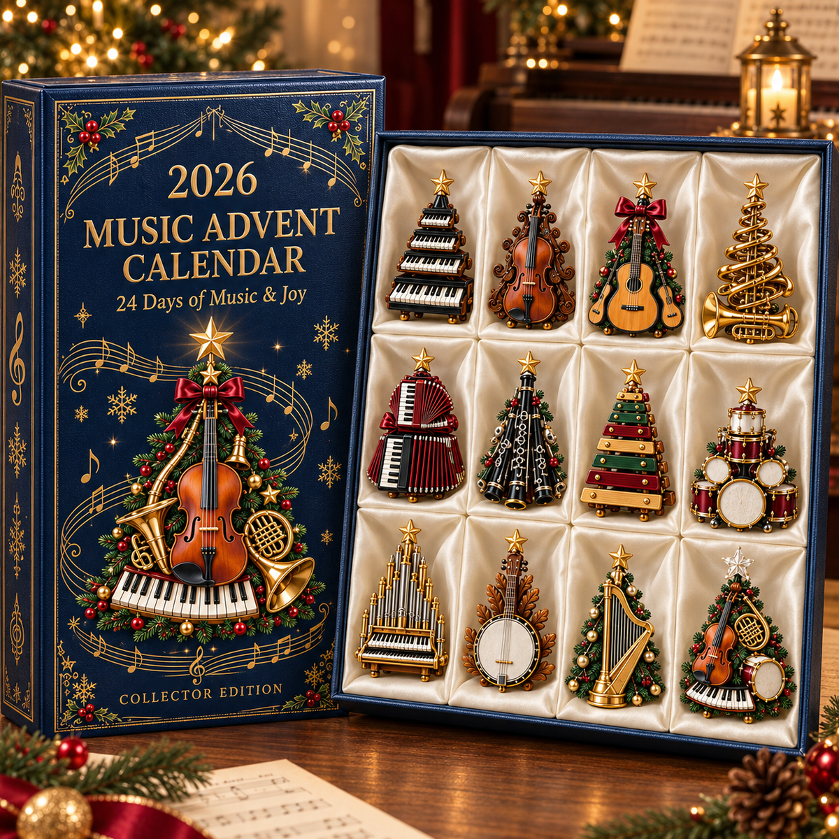2026 Music Lovers’ Advent Calendar – 24 Unique Musical Instrument Christmas Tree Miniatures